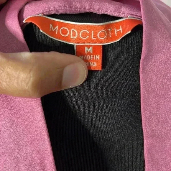 Modcloth Button Front Mauve Long Sleeve Blouse Size M - Picture 4 of 6